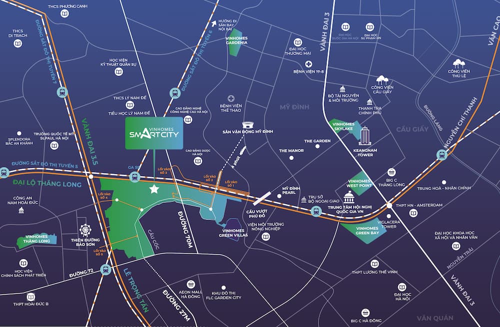 Các tuyến đường chính kết nối Vinhomes Smart City: